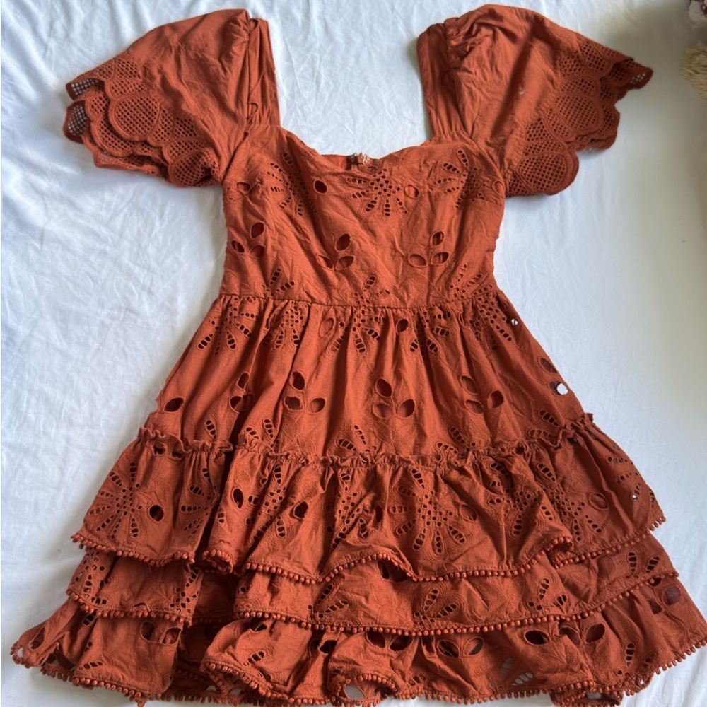 Just Me Womens Casual Dress in Rust Orange